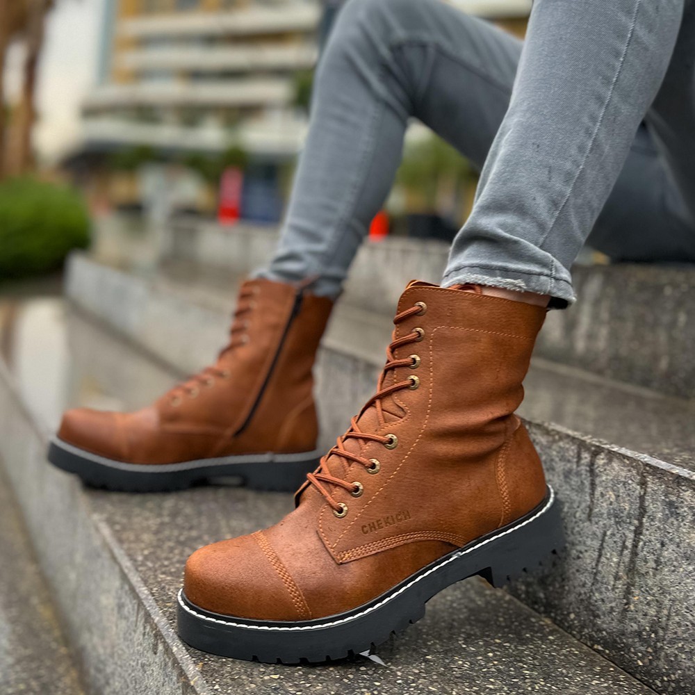 mens tanned boots